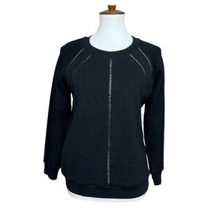 MARC by Marc Jacobs Black Demi Jacquard Textured Crew Neck Sweatshirt
